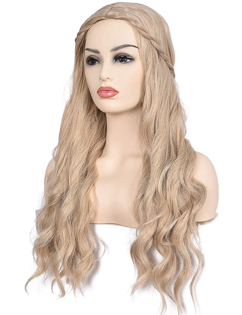 morvally Long Blonde Wavy Synthetic Hair Wigs for Women Halloween Cosplay Costume Wig - Image 3